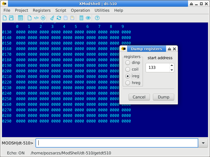 dump input registers